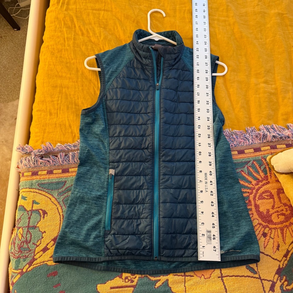 Eddie Bauer Womens Primaloft Hybrid Puffer Vest Navy Teal Space Dye‎ Small - Picture 6 of 7